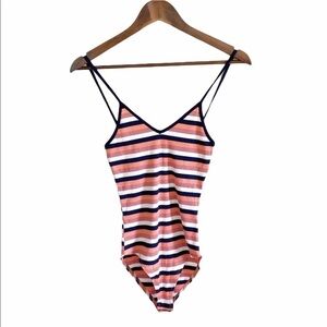NWT Gaze 90s Inspired Pink White Striped Bodysuit